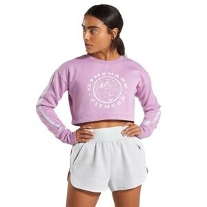 Gymshark Fitness Legacy Cropped Sweatshirt Fleece Sweater Pink